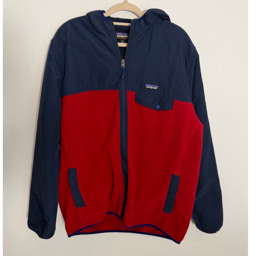 Patagonia Shelled Synchilla Snap-T Hoody Red & Navy Men's size XL